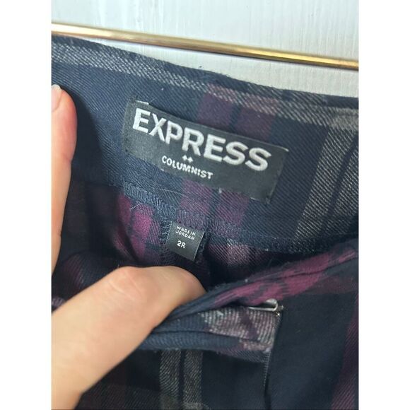 Express plaid dress pants purple and black stylish work attire skinny size 4R - Picture 2 of 5